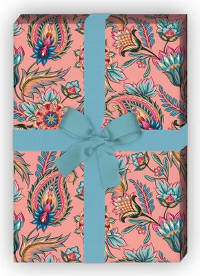 Produktbild von Edles Geschenkpapier mit üppigem Paisley Muster, rosa - G9923, 32 x 48cm