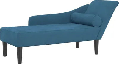 Image de vidaXL Chaise longue avec coussin bleu velours