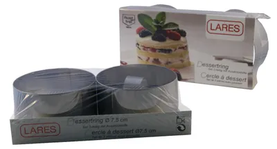 Produktbild von LARES Tortenringe/Dessertringe - 2er Set - inkl. Ausdrückelement - ca. 7,5cm - Edelstahl - spülmaschinenfest