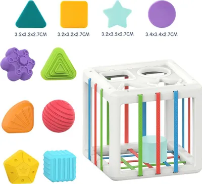 Produktbild von Baby Bunte Bausteine Rainbow Cube Sortieren Spiel Lernen Lernspielzeug für 0-2 Jahre alte Kinder HE0211