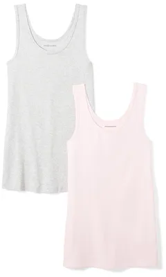 Immagine prodotto di Canottiera da donna Essentials, vestibilità aderente, confezione da 2, grigio chiaro melange/grigio chiaro