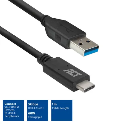 Zdjęcie produktu dla Kabel USB 3.0, USB-A do USB-C, 1 metr