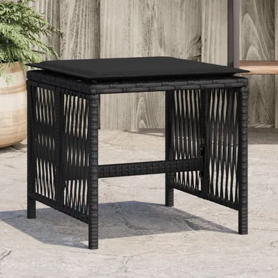 Produktbild von Möbel Gartenhocker mit Kissen 4 Stk. Schwarz 41x41x36 cm Poly Rattan - Gartenhocker 365056