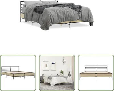 Produktbild von The Living Store Bettgestell Sonoma-Eiche 160x200 cm Holzwerkstoff und Metall