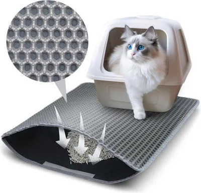 Image de Tapis pour lit de chat 45 x 30 cm, imperméable, gris, double épaisseur
