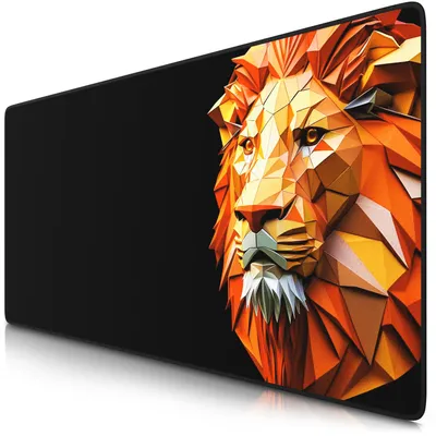 Obrázek produktu pro Titanwolf herní podložka pod myš XXL, 900 x 400 x 3 mm, stolní podložka, omyvatelná, protiskluzová zadní strana, rychlost a přesnost, Polygon Lion