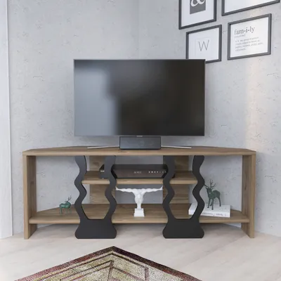 Produktbild von Decorotika Firal Eck-TV-Ständer für TVs bis zu 45" Walnuss