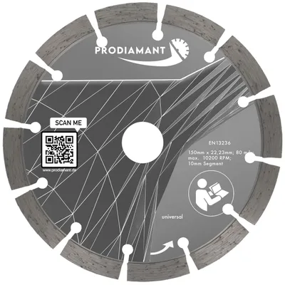 Immagine prodotto di PRODIAMANT Disco diamantato da taglio 150 mm per calcestruzzo, universale