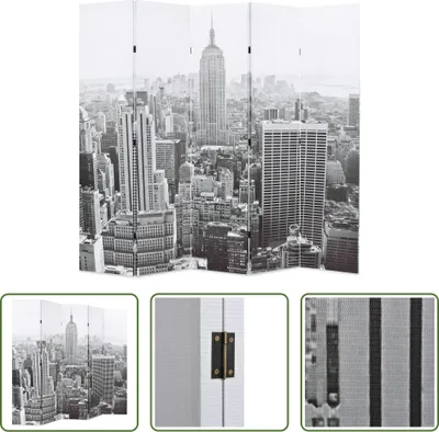 Produktbild von The Living Store Raumteiler klappbar 200 x 170 cm New York bei Tag Schwarz-Weiß
