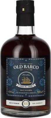 A bottle of Old Barco de Cargas XO rum.