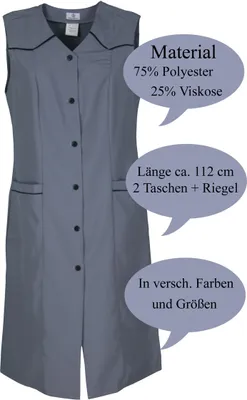 Produktbild von Damenkittel ohne Arm Kochschürze Kittel Schürze Knopfkittel einfarbig Hauskleid, Größe:38, Farbe:Grau