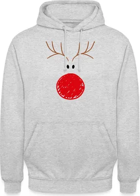 Produktbild von Spreadshirt Rentier Lustig Weihnachten Für Damen & Kinder Uni Hoodie, 3XL, Hellgrau meliert