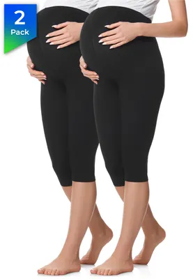 Produktbild von Be Mammy 3/4 Umstandsleggings aus Baumwolle 2Pack BE20-229 (2Pack Schwarz/Schwarz, M)