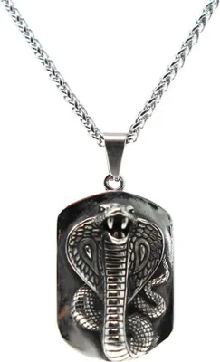 Produktbild von Lederkette Edelstahl 316 COBRA AMULETT 50 cm Edelstahlkette