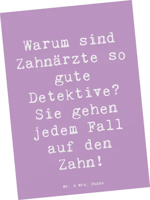 Produktbild von Mr. & Mrs. Panda Grußkarte Spruch Zahnarzt Detektiv - Lavendeltraum - Geschenk, Postkarten, Lächeln, Ansichtskarten, personalisierte Geschenke, Freunde, Berufsprodukte