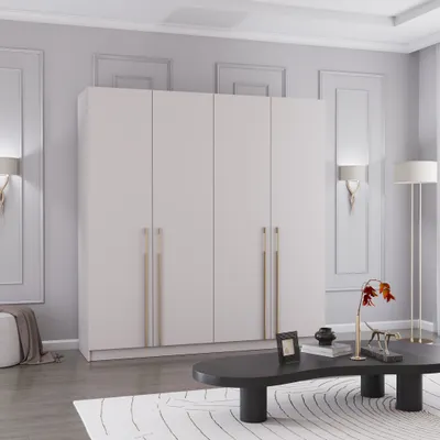 Drehtürenschrank viertürig in Kaschmir/Kaschmir
Breite:	200 cm
Höhe: 210 cm	
Tiefe: 57 cm