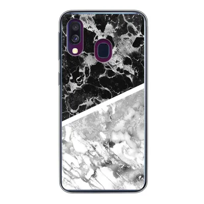 Produktbild von MuchoWow® Handyhülle Schutzhülle Hülle für Samsung Galaxy A40 Marmor - Schwarz - Weiß - Luxus Silikon Softcase Handy Hülle - Handy-Tasche