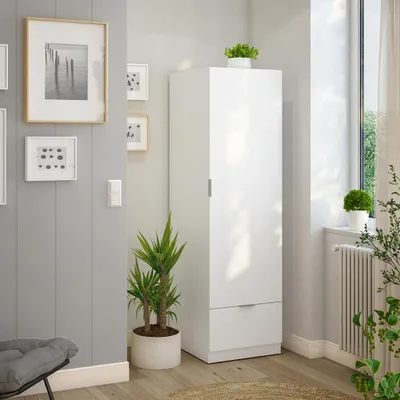 Produktbild von Kleiderschrank >GARONA< 1 Tür, 1 Schublade, in Weiß - 50x170x51 (BxHxT)