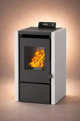 Produktbild von NEMAXX® PC5 Pelletofen Kaminofen 5,3kW A+ bis120m³ Chrono ECO WiFi Ready Display Fernbedienung Unterdruck Überhitzungsschutz Autoabschaltung Grau