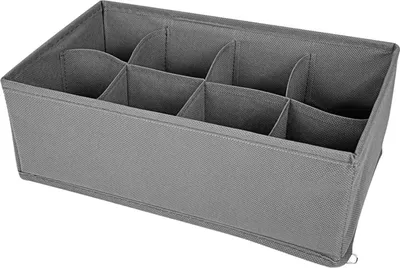 Produktbild von 10x Sockenorganizer grau ca. 28 × 14 × 11 cm – Organizer mit 8 Fächern für Schublade, Schrank und ordentliche Aufbewahrung