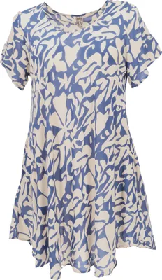 Produktbild von Luftiges Boho Minikleid, Weites Sommerkleid, Tunikakleid - Blau/weiß, Damen, Viskose, Kleider