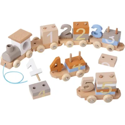 Produktbild von Montessori Holzspielzeug Zug – 5-teiliges Lernspielzeug für Kinder 2–4 Jahre