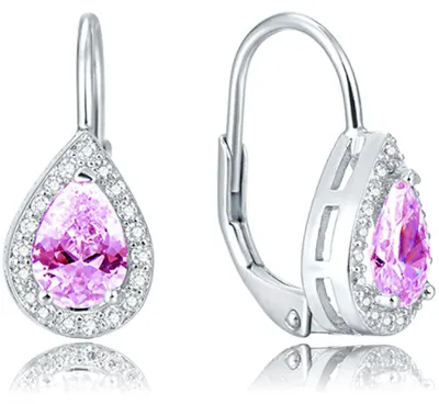 Image de Boucles d'oreilles en argent avec cristal rose AGUC1162