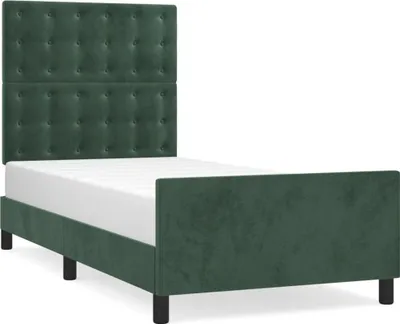 Produktbild von vidaXL Bettgestell ohne Matratze Dunkelgrün 90x190 cm Samt