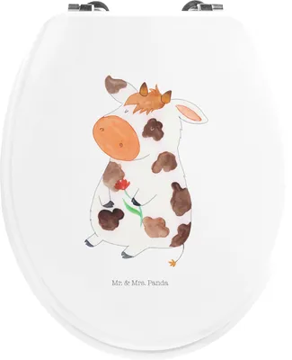 Produktbild von Mr. & Mrs. Panda klo deckel Kuh - Weiß - Geschenk, Kühe, Klo-Deckel, Klobrille, WC-Sitz, Milchkuh, holz wc sitz, Bauernhof, Magie, Toilettenbrille, Spruch, Hof