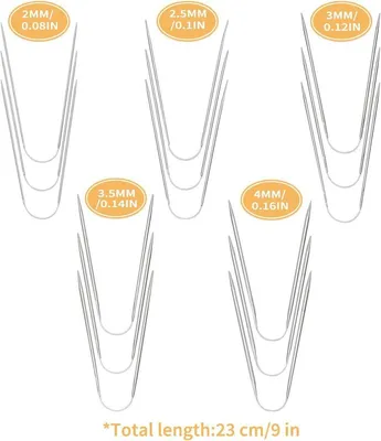 Set von 15 Stricknadeln für Socken, runde rostfreie Stahlnadeln 2mm-4mm, perfekt zum Stricken von Socken, Handschuhen und