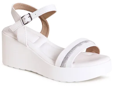 Produktbild von topschuhe24 3066 Damen Keilabsatz Sandalen Plateau Sandaletten, Farbe:Weiß, Größe:40 EU