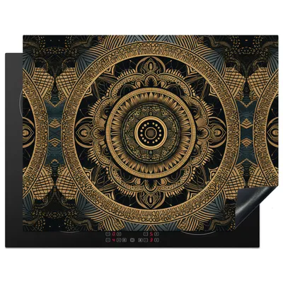 Produktbild von KitchenYeah© Herdabdeckplatte Mandala - Gold - Bohème - Luxus , 77x59cm, Küche Deko, Glaskeramikkochfeld Herdabdeckung, Abdeckplatte fùr Kochfeld