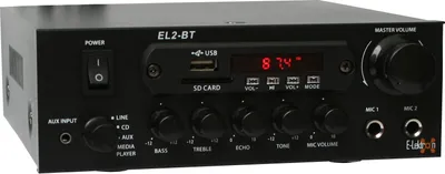 Produktbild von E-Lektron EL2-BT HiFi Class-D Verstärker Bluetooth / FM-Radio / MP3 / Karaoke 2x Mic - EL103122