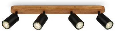 Image de Lampe de plafond Plafonnier vintage industriel 4xGU10 9W noir bois Briloner