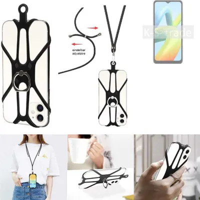 Produktbild von K-S-Trade 3in1 Handykette Handyband Handykordel Halsband Smartphone-Ring Handy-Ring kompatibel mit Xiaomi Redmi A1+ Fingerhalterung Handyring