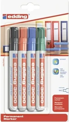 Produktbild von Edding Permanentmarker 3000 1,5-3 mm 4er-Set Blister B2C