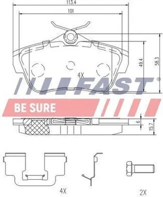 Produktbild von FAST Bremsbeläge Satz Hinten Bremsklötze für CITROËN JUMPY Kasten FT29154