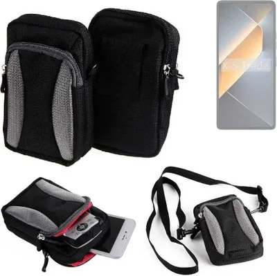 Produktbild von K-S-Trade Holster Schutz Hülle kompatibel mit Tecno Pova 6 Pro Handy Hülle Gürteltasche Umhängetasche mit Zusatzfach schwarz