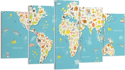 Produktbild von Bild auf Leinwand - Leinwandbild - Geographie Globus Grafik Illustration - 160x85cm - Wand Bild - Wanddeko - Leinwanddruck - Bilder - Kunstdruck - Leinwand bilder - Wandkunst - EA160x85-3106