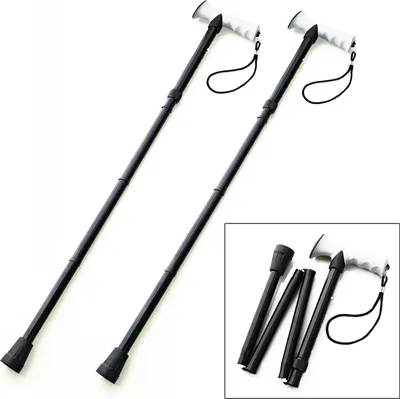 Produktbild von 2er Set Gehstock Faltbar Aluminium Höhenverstellbar 83-93 cm Gehstütze Schwarz Spazierstock Gehhilfe mit Gelgriff Wanderstock