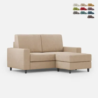 Produktbild von Moderner 2-Sitzer Stoffsofa 168cm mit Fußhocker Sakar 140P - Beige