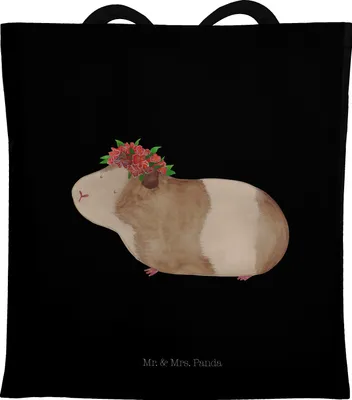 Produktbild von Mr. & Mrs. Panda Schultasche Meerschweinchen Weisheit - Schwarz - Geschenk, Wunder, Wunderland, Tote Bag, Tasche, Beutel, Lustige Sprüche, Shopping, Motivation, Uni