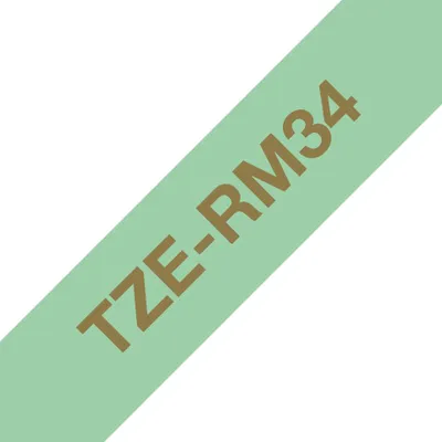 Productafbeelding van Brother TZERM34 Textilband Brother 12mmx4m mintgrün/gold TZERM34
