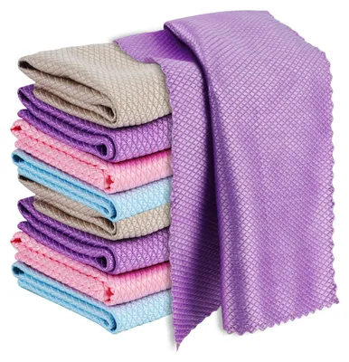 Productafbeelding van Microvezeldoeken, krasvrije nano-ruitdoeken, vaatdoeken, reinigingsdoeken met visgraatstructuur voor auto, ramen, glas, keuken, spiegels, 40 x 30 cm