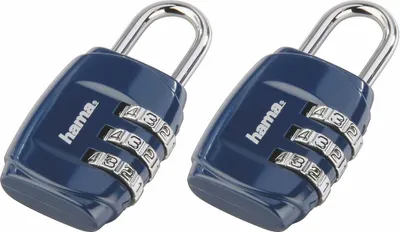 Produktbild von Hama 00128762, Zahlenschloss, Blau, Stahl, Zink, 3 Ziffern, 180 mm, 90 mm