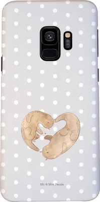 Produktbild von Mr. & Mrs. Panda Samsung Galaxy S9 Handyhülle Otter Herz - Grau Pastell - Geschenk, Hochzeitstag, Liebe, Cover, Handy Schutzhülle, Smartphone Hülle