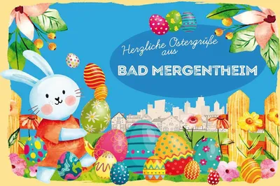 Produktbild von vianmo Holzschild 12x18 cm Ostergrüße BAD MERGENTHEIM