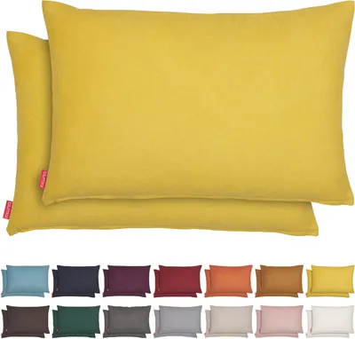 Produktbild von Blumtal 2er Set Kissenbezug 40x60 cm Chenille - Kuscheliges Sofakissen mit verstecktem Reißverschluss,  , weiches Dekokissen, Spicy Mustard - Gelb