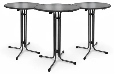 Immagine prodotto di Beautissu Tavolo alto da esterno Bellini, pieghevole, set da 3, Ø80 cm, nero