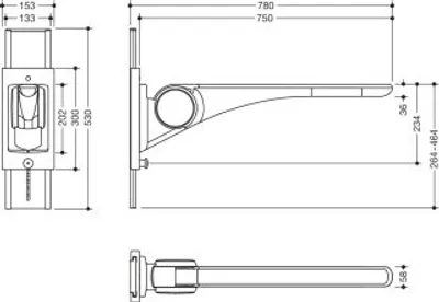 Produktbild von HEWI 802.50.40860 TB Stützklappgriff Basic,750 mm